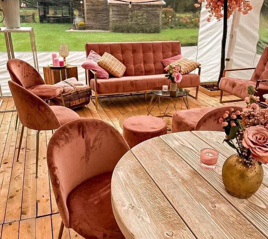Foshan zetel 3 zit roze setting verona stoelen roze