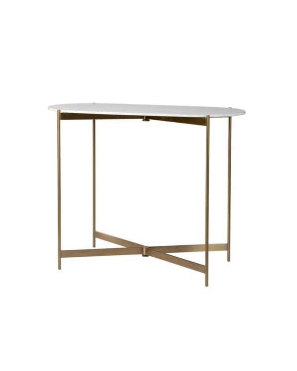 Alta Marble Blanc Table De Réception Pied Or 140 Cm Pliable