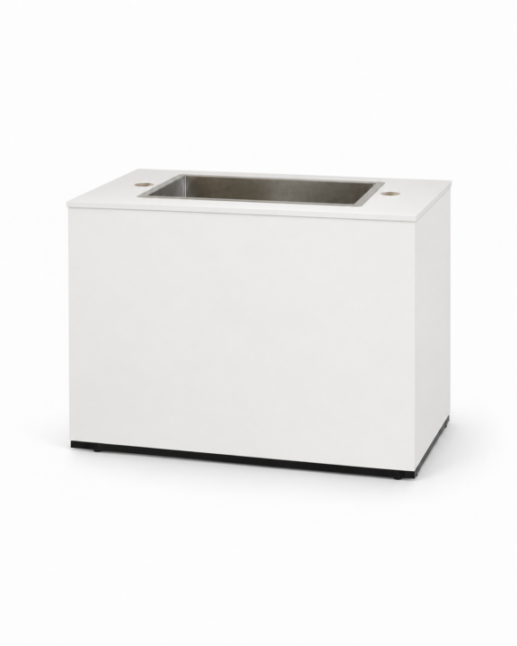 Buffet wit met inox ijsbak zijaanzicht