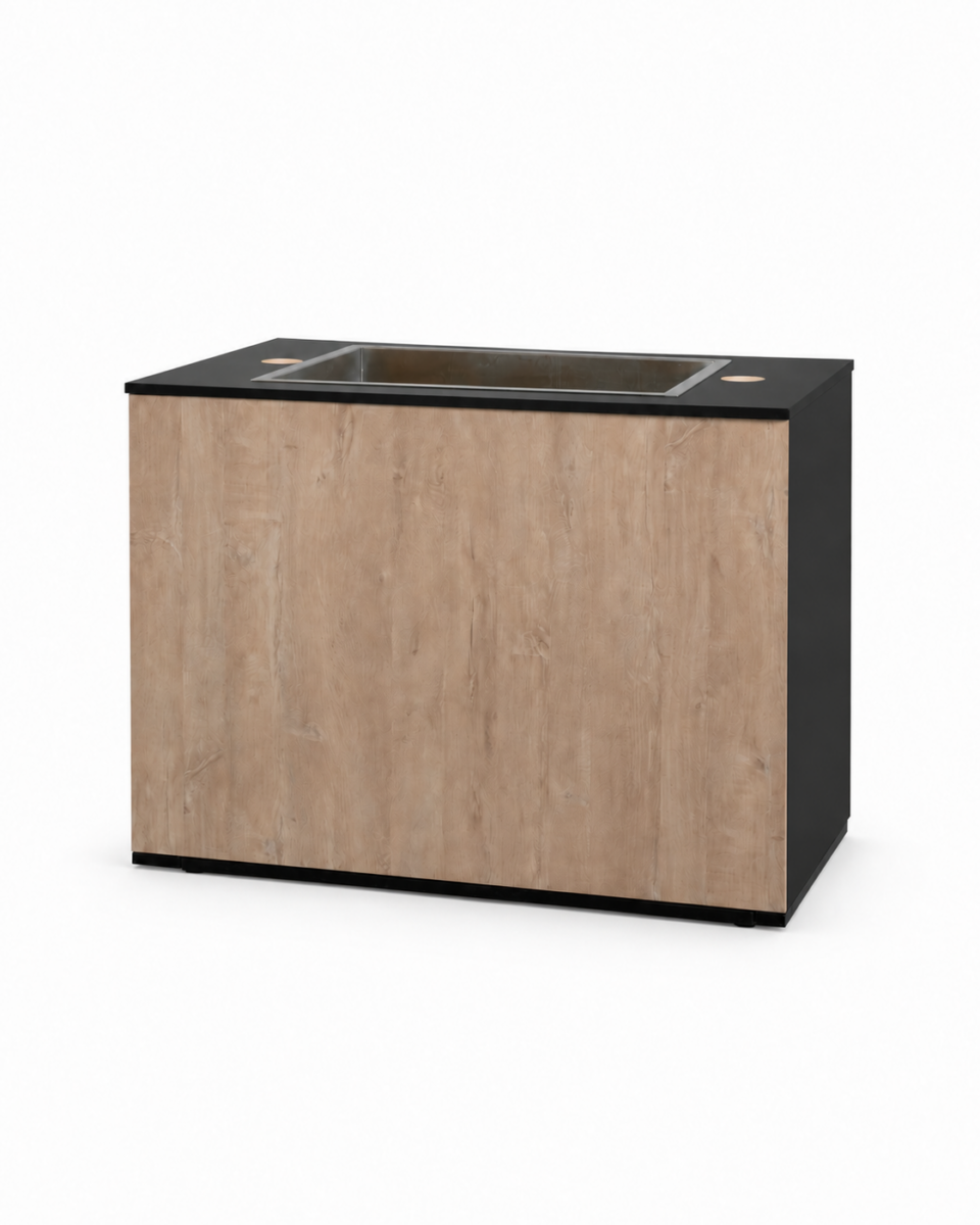 Buffet zwart bruin met inox ijsbak