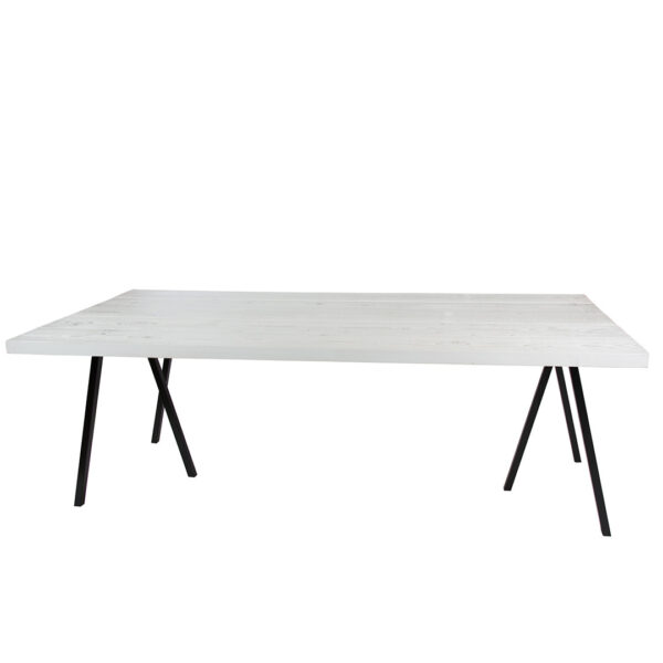 Table Capri Blanc Bas Avec Pied Noir L220Xp100Xh75Cm