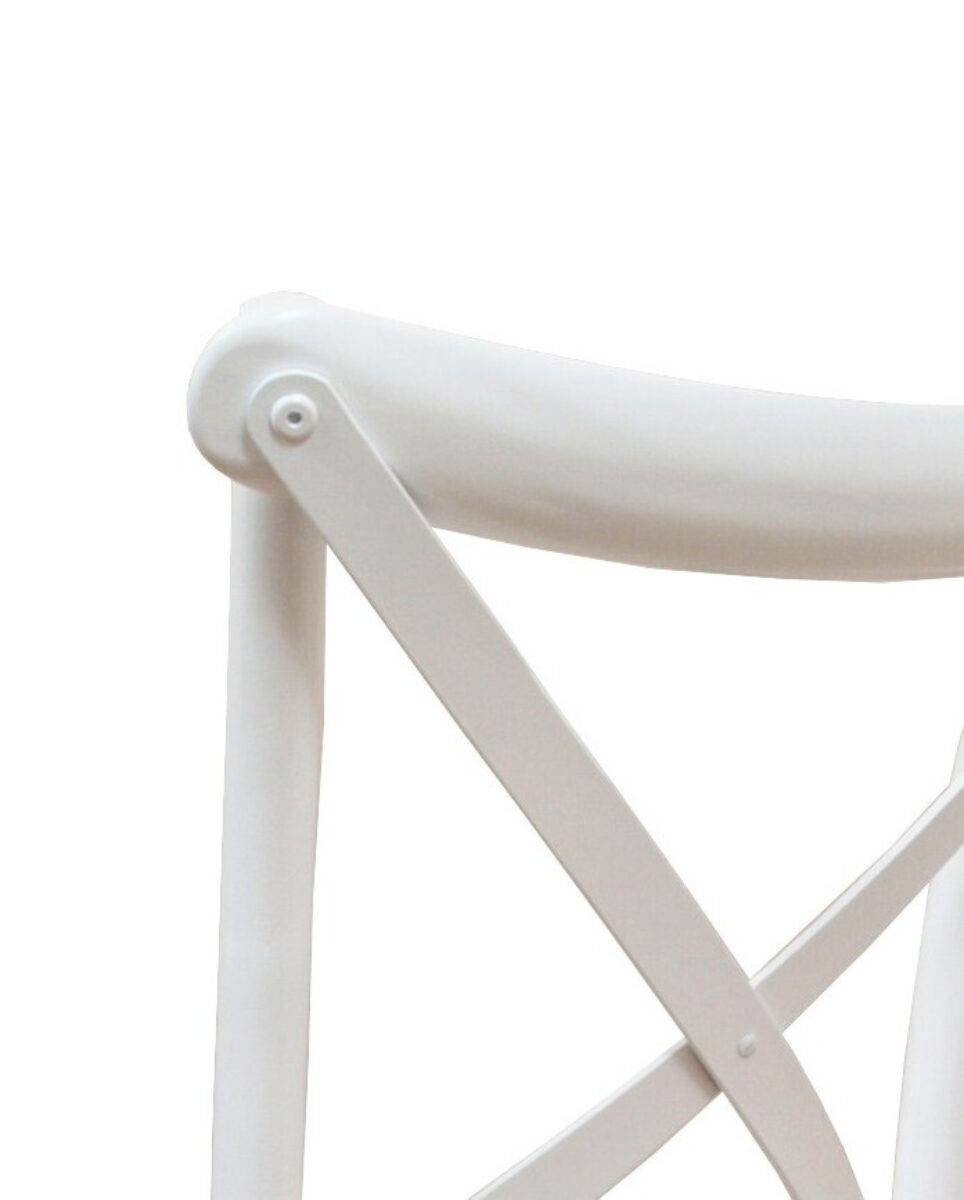 Crossback stoel wit achterkant detail