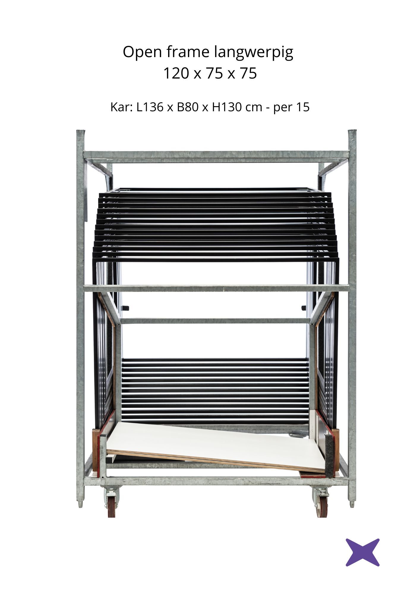 Kar open frame langwerpig laag