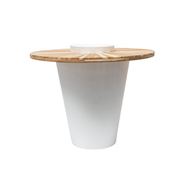 Table De Réception Monaco Blanc/Bois Diam.130 Xh110Cm