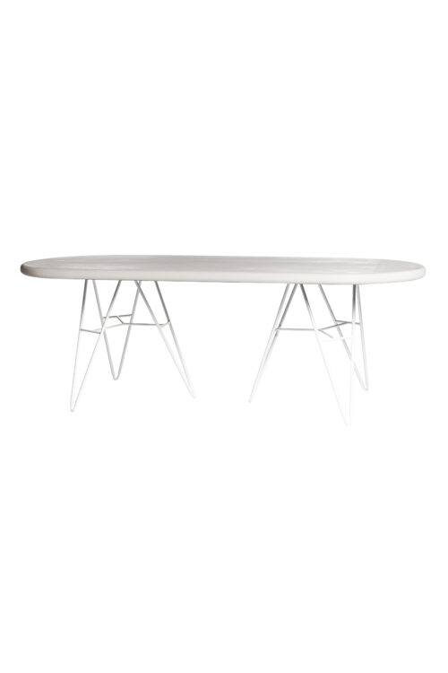 Table Rectangulaire Mortex Pied Blanc L220Xp90Xh75Cm