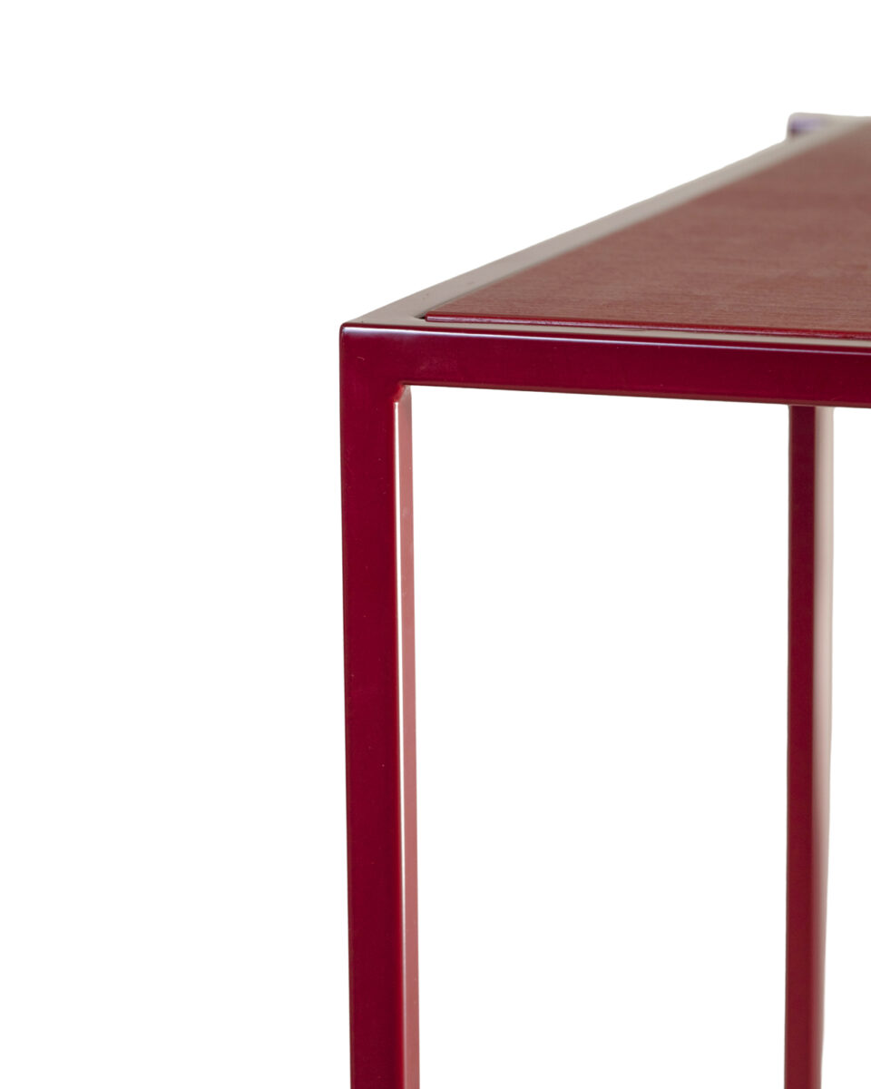 Open frame hoog burgundy tafel blad burgundy detail