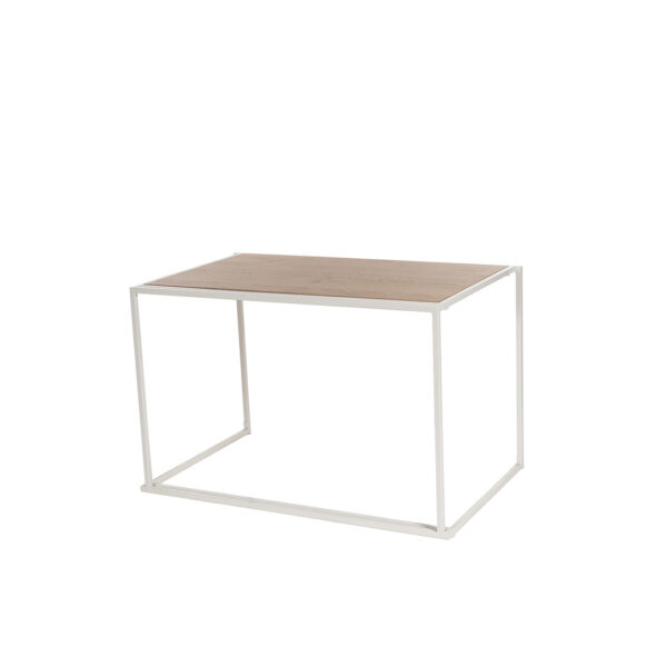 Cube Ouvert Table Blanc Tablette Bois L120 X B75 X H75Cm