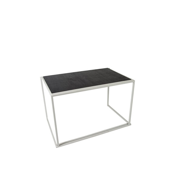 Cube Ouvert Table Blanc Tablette Noir L120 X B75 X H75Cm