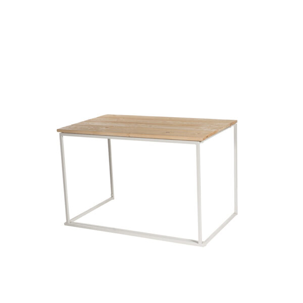 Cube Ouvert Table Capri Naturel Pied Blanc L120 X B75 X H75Cm