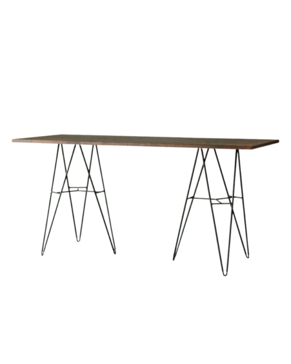 Table Haute Rectangulaire En Noyer/ Pied Amica En Noir