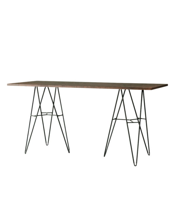 Table Haute Rectangulaire En Noyer/ Pied Amica En Noir
