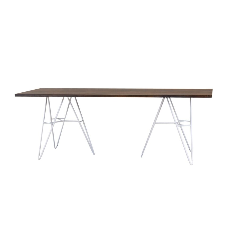 Rechthoekige tafel laag walnoot amica poot wit L220 x B85 x H75 cm