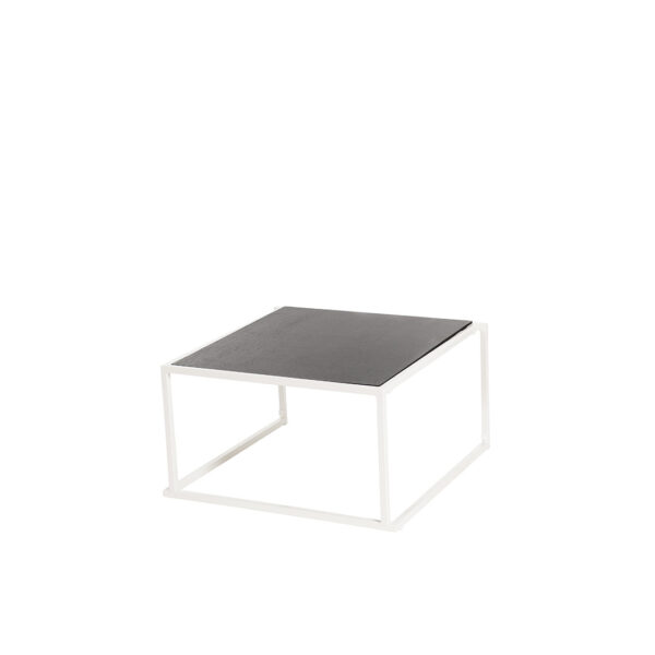 Table De Salon Frame Ouvert Blanc+Tablette Noir 80X80Xh40Cm