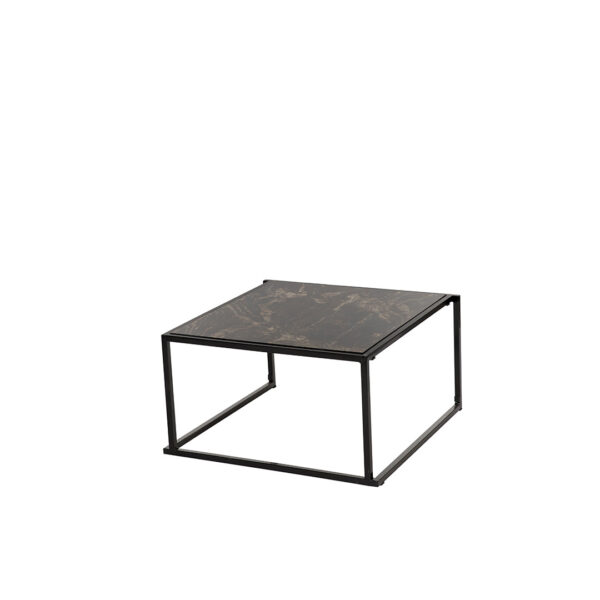 Table De Salon Frame Ouvert Noir + Mabre Brun 80X80Xh40Cm