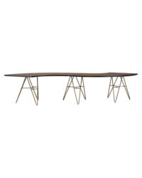 Slangentafel laag walnoot poot goud L440 x B85