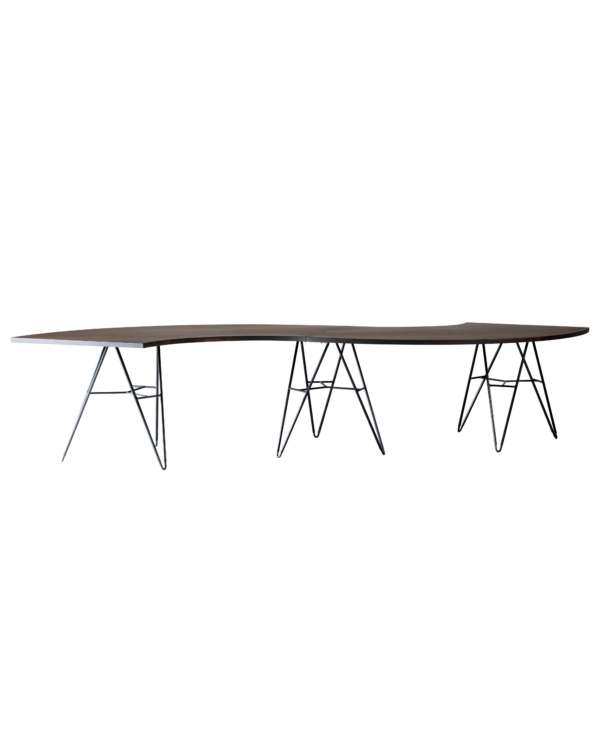 Table Quart Noyer Pied Noir L220 X P85 X H75Cm