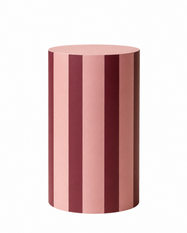 Sokkel gestreept roze/ bordeaux Ø 75 x H105 cm