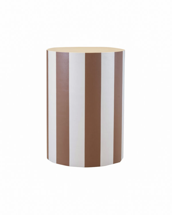 Sokkel rond gestreept terracotta/ wit Ø 75 x H105 cm