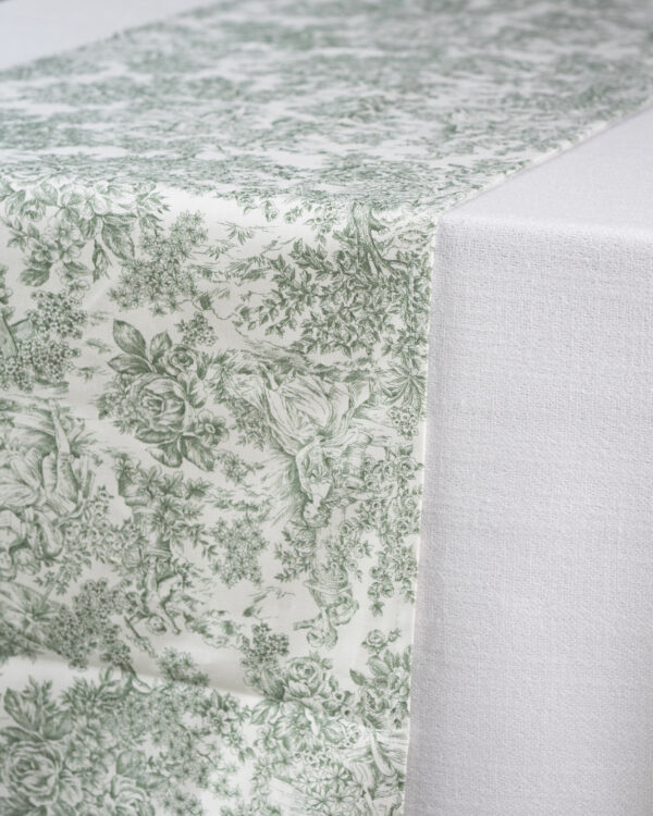 Tafelloper Toile De Jouy Groen 240X36