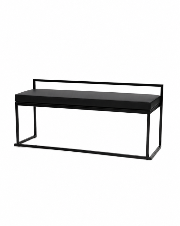 Zitbank open frame zwart met kussen zwart L115 x B385 x ZH 40 cm